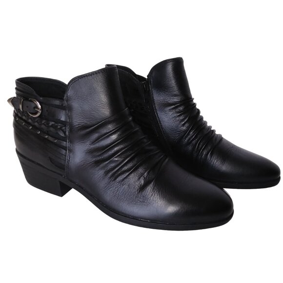 Pure Sole "Gwen" Leather Black Shootie Bootie- 8.5M - Picture 1 of 8